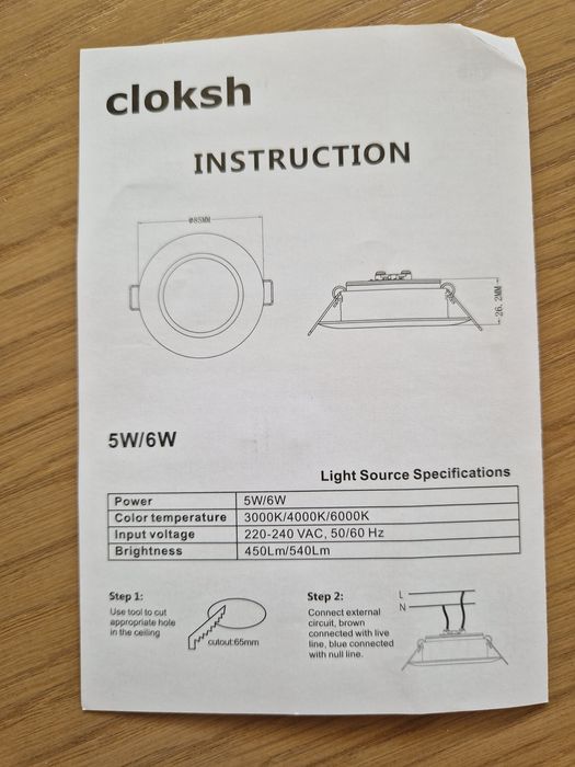 Reflektory LED do zabudowy 6W – 6 szt
