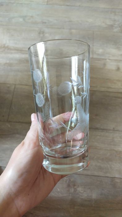5 szklanek / grawer w poziomki / PRL
