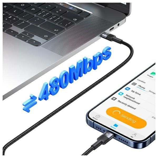 USAMS Kabel USB-C na USB-C 60W 1.2m      Aluminum Alloy Data Cable SY