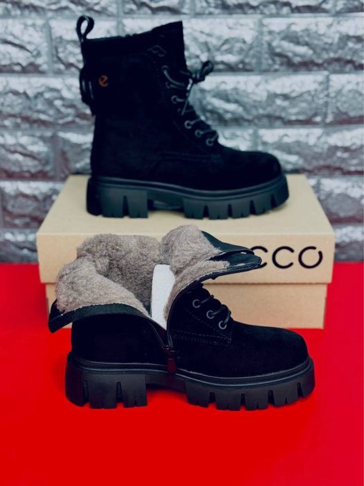 Ботинки ECCO замшевые зимние / недорогие женские ботинки купить зима