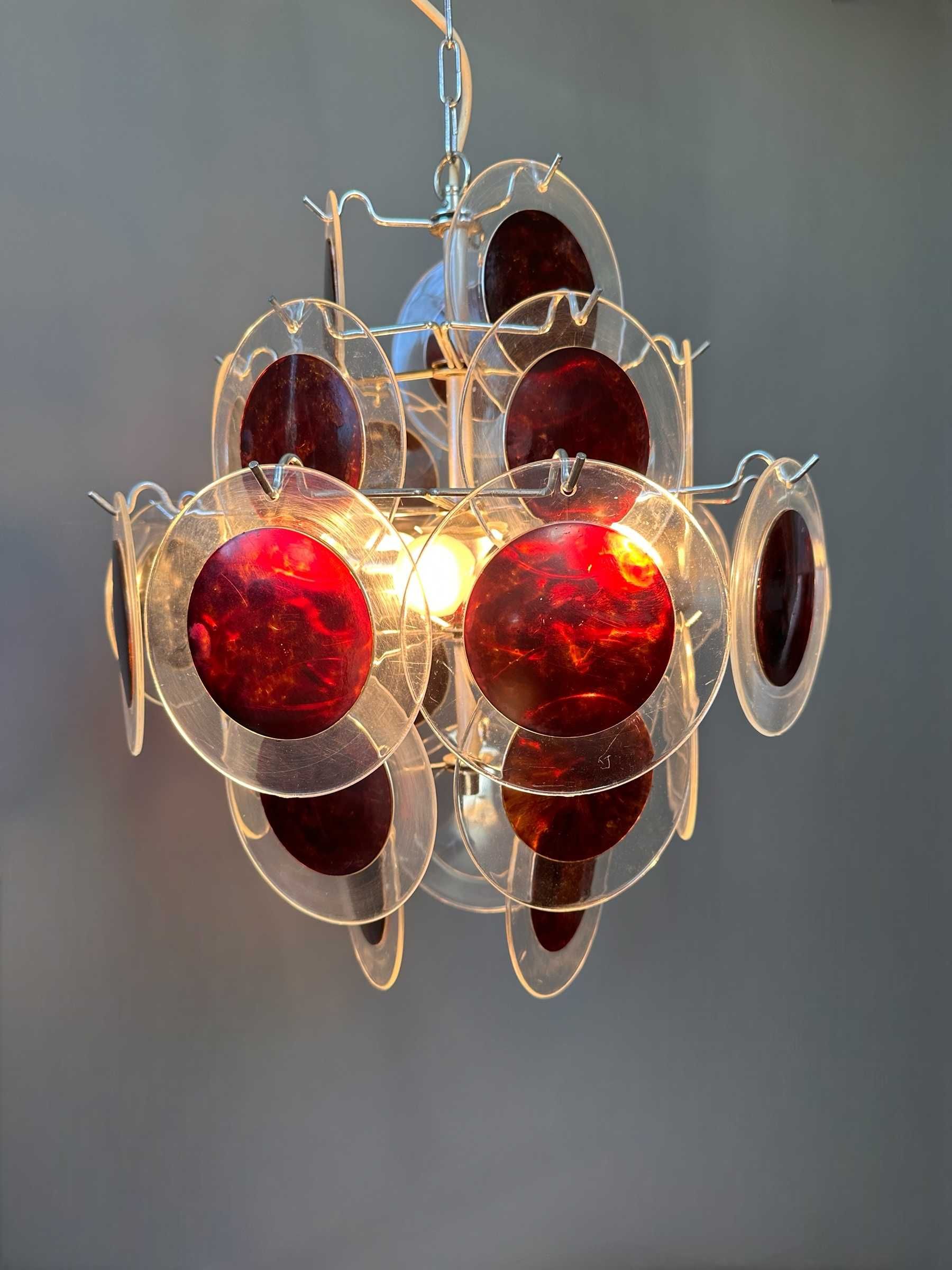 Wisząca lampa w stylu Gino Vistosi akrylowe dyski Space Age