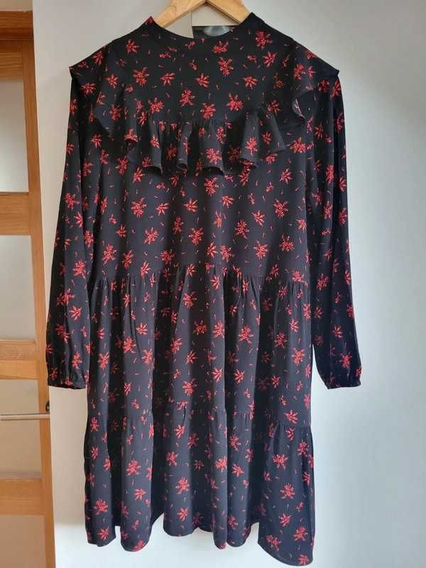 Krótka rozkloszwana sukienka Zara wiskoza 36 38