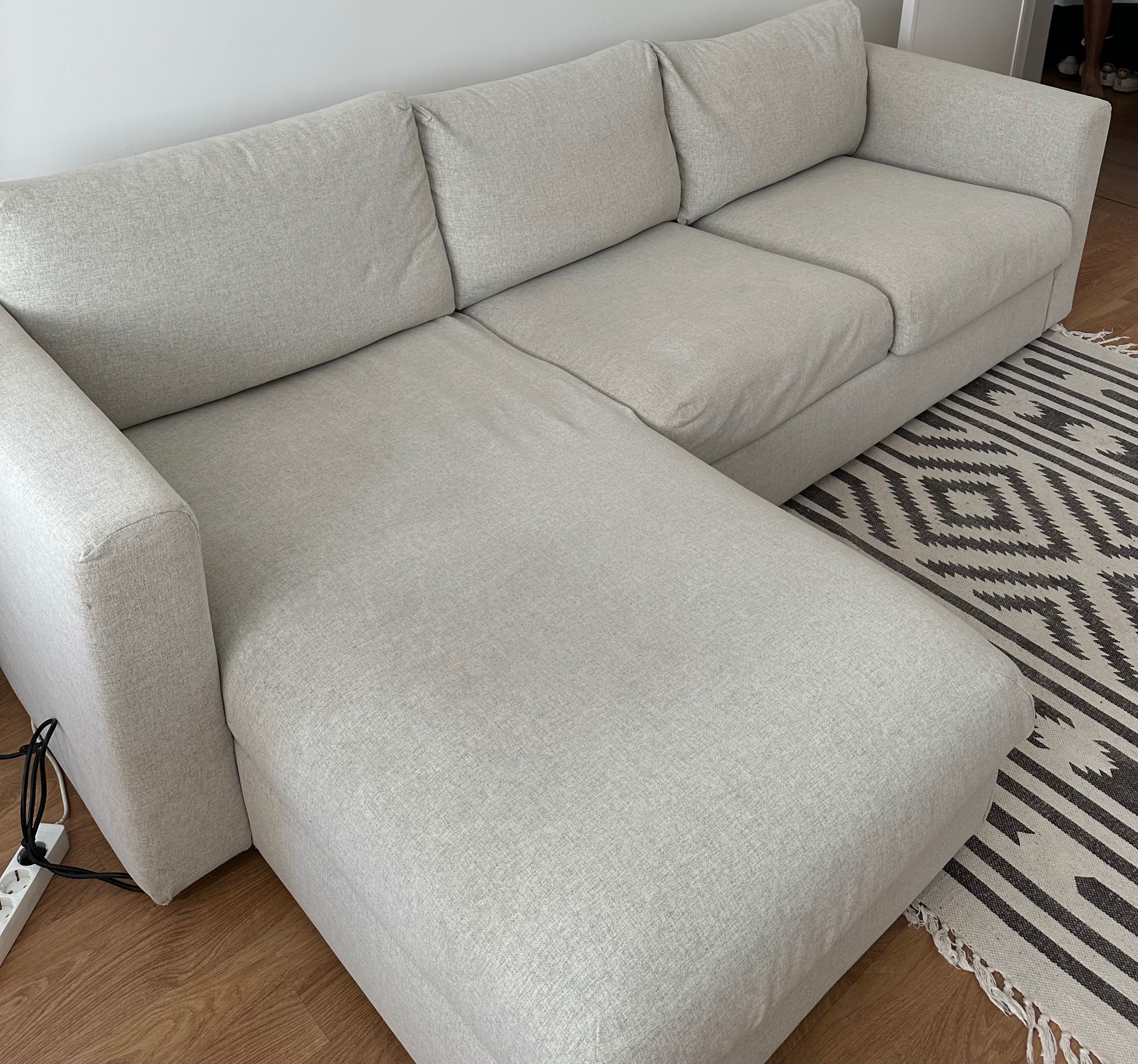 Sofá IKEA VIMLE 3 lugares com chaise longue/ Gunnad bege