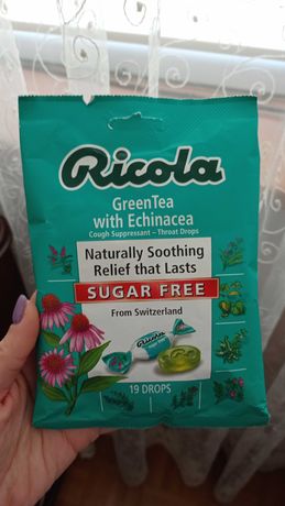 Ricola, зеленый чай с эхинацеей, без сахара, 19 леденцов