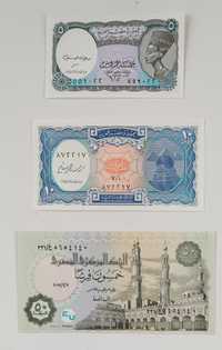 zestaw banknotów 5-50 piastresb, Egipt , 3 szt