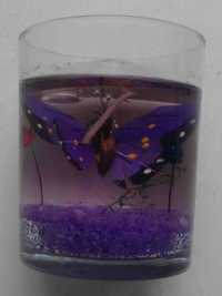 Декоративная парафиновая свечка, Бабочка в стакане, на подарок