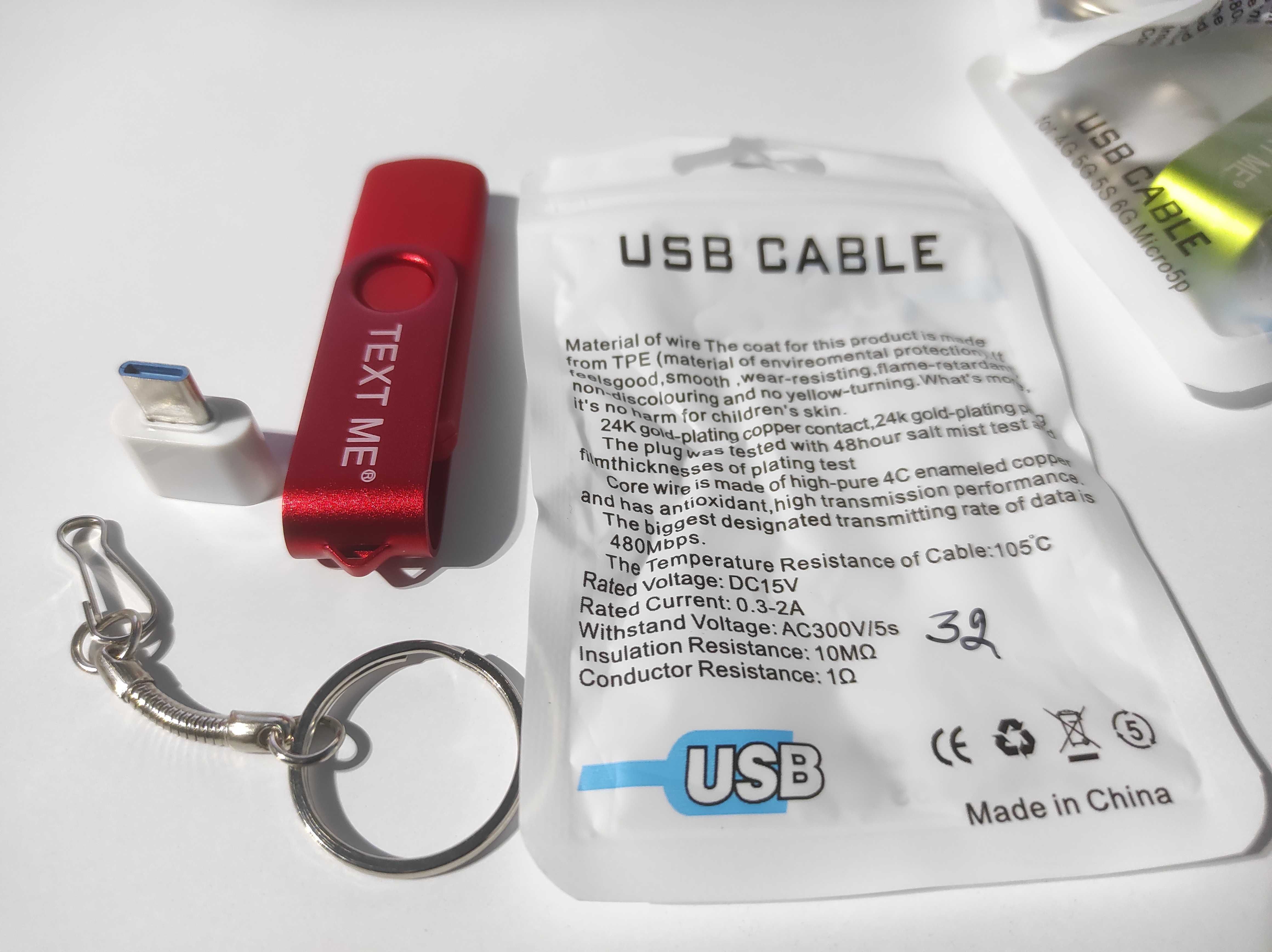 Podwójna pendrive 32GB USB i micro USB z adapterem USB-C
