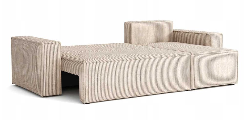 Narożnik Rozkładany Sztruks Rogówka z Funkcją Spania Pościel Kanapa