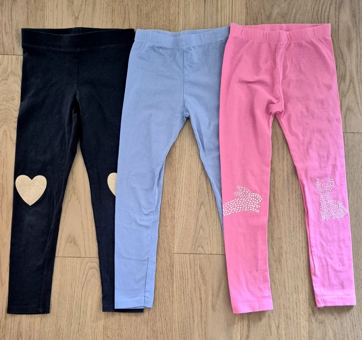 3 pary leginsy 122 116 legginsy H&M, nowe