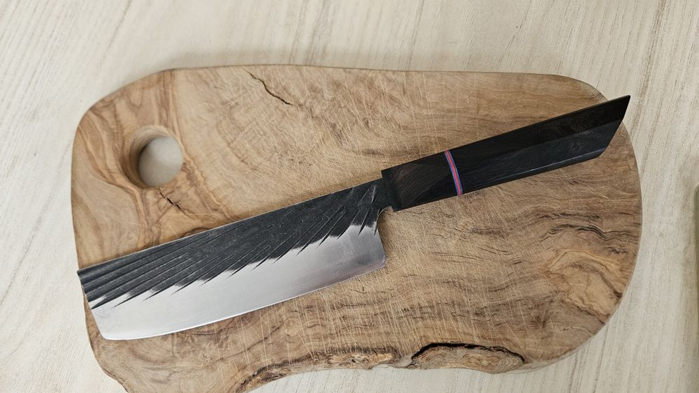 Nóż kuchenny a'la nakiri ze skórzaną pochwą