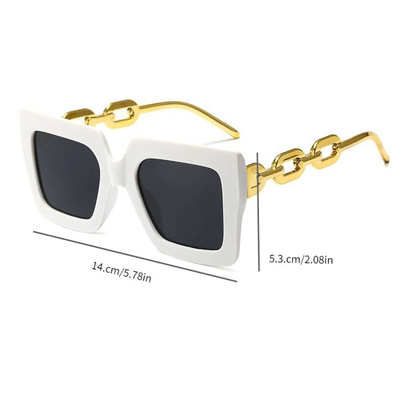 Nowe okulary przeciwsłoneczne vintage duże kwadratowe białe ramki łańc