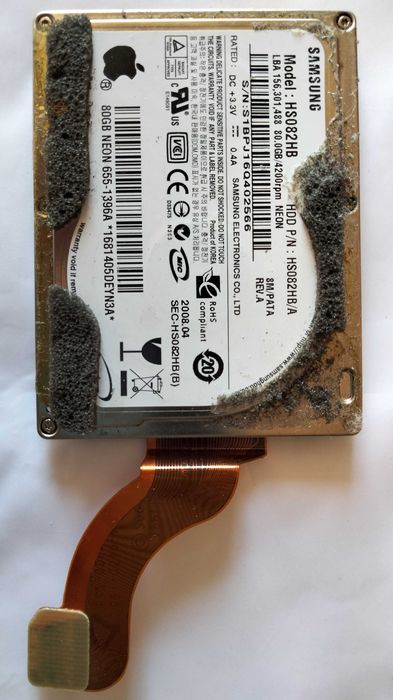 Жосткий диск SAMSUNG model HS082HB со шлейфом.