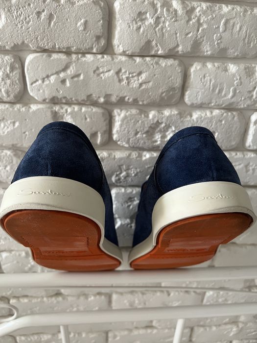 Santoni  замшевые лоферы р. 8,5