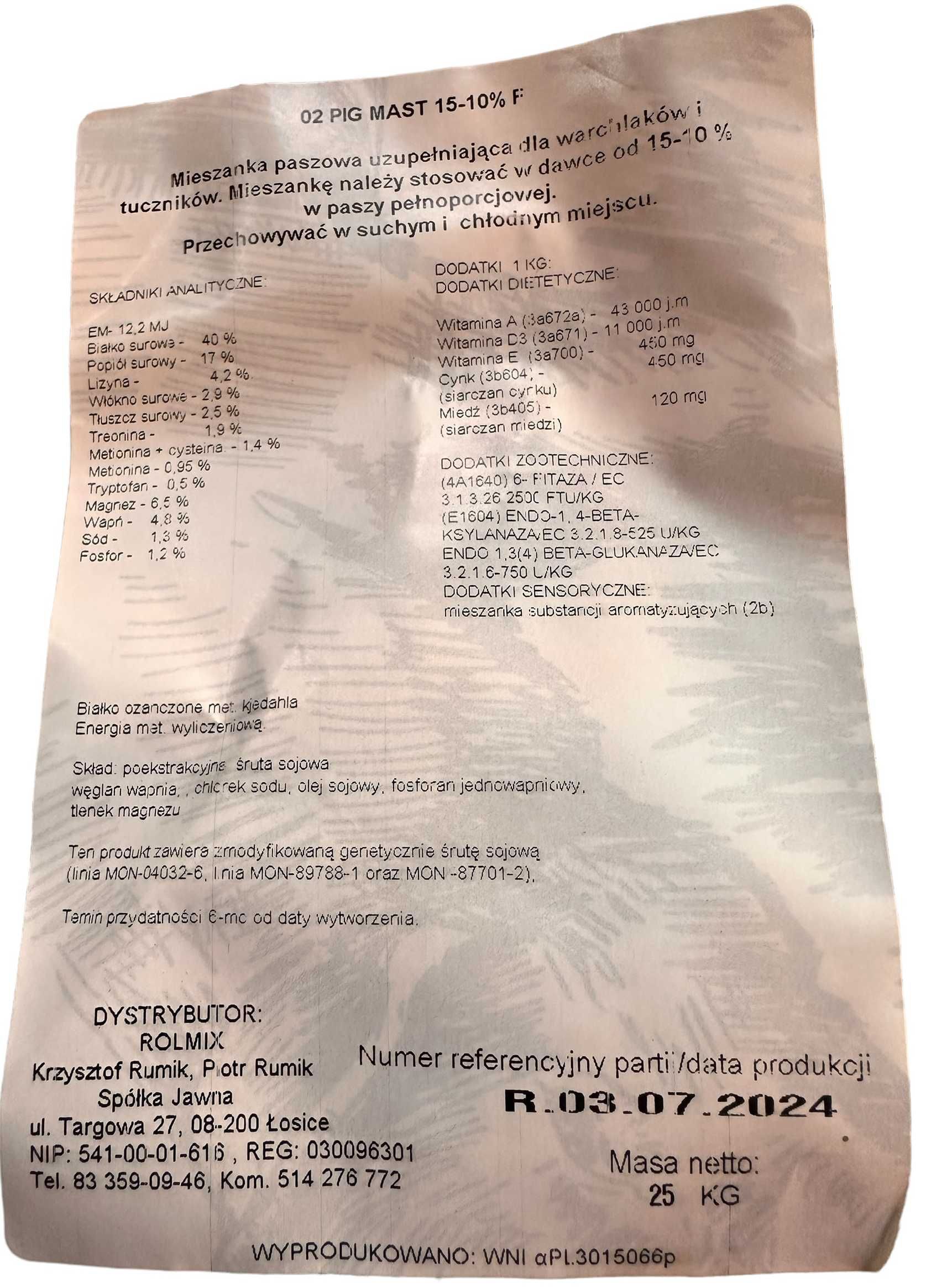Brosso Pig Mast 15-10% F dla warchlaków i tuczników 25 kg