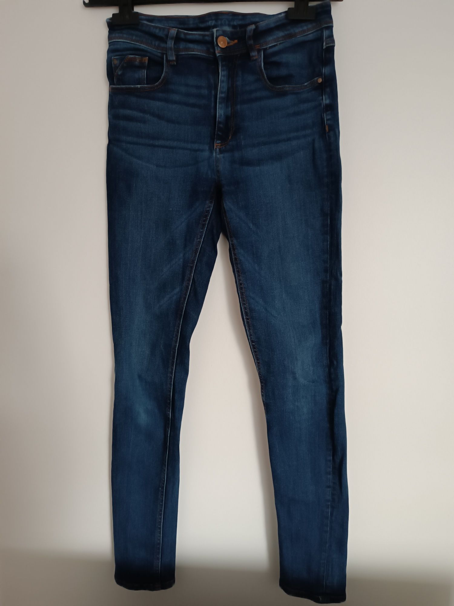 Zara denim granatowe spodnie damskie jeansy 36 S Z1975 rurki długa nog