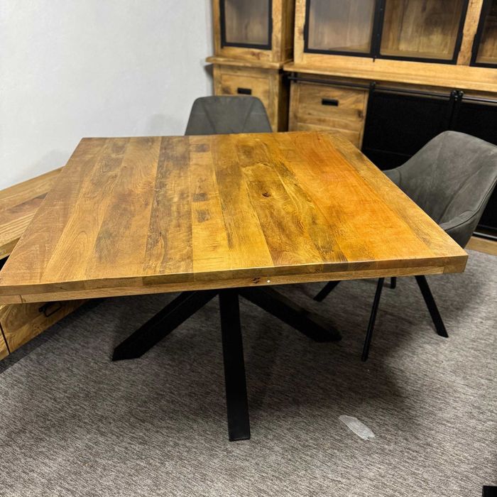 Piekny kwadratowy stół egz drewno mango 120cm styl LOFT Nowy F-Vat