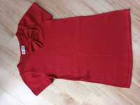 Czerwona dzianinowa sukienka ze świecącą nitką/H&M/134