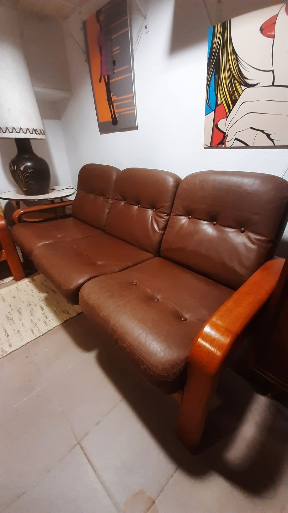 Sofa tekowa,skórzana ,duński design ,Dania lata 60-70