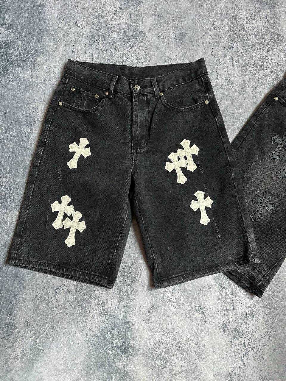 Чоловічі джинсові шорти Chrome Hearts. Чорні, світло-сині, темно-сині