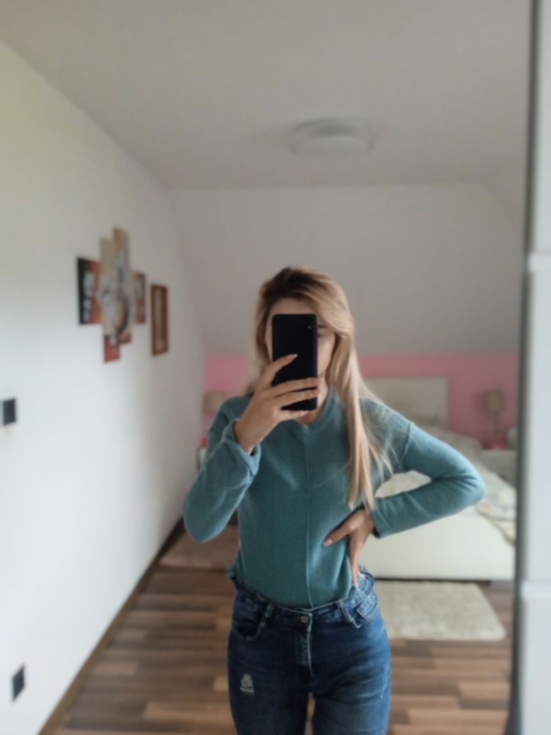 Sweter sweterek ciepły bluza bawełna viskoza XS s Primark niebieski
