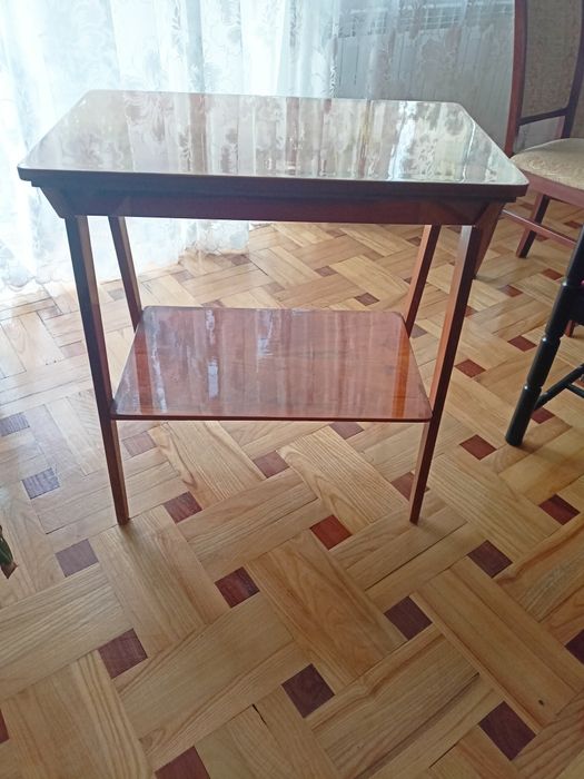 Stolik kawowy PRL, Rawicz, lata 60/70, oryginalna etykieta