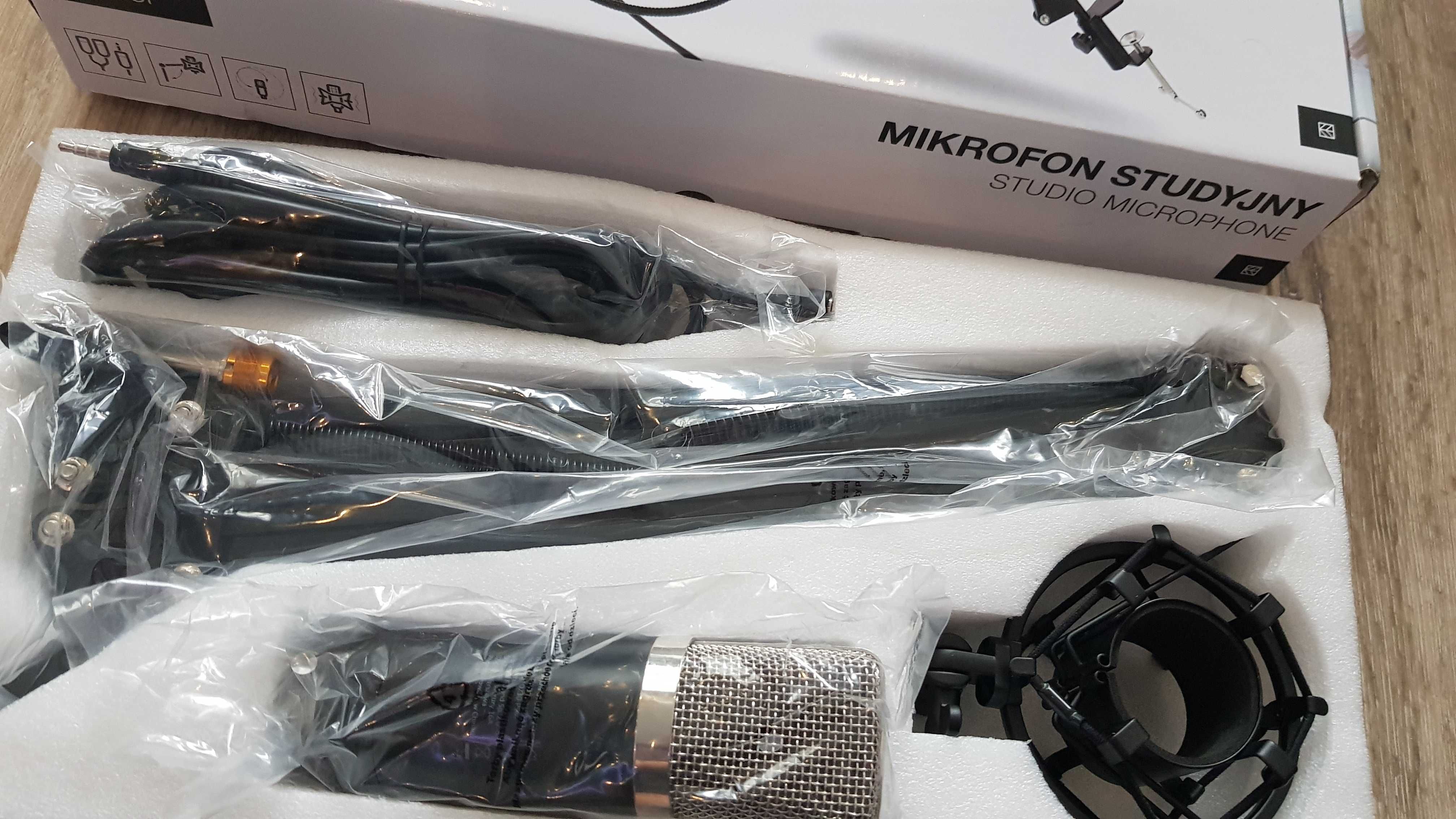 NOWY Mikrofon Studyjny + Statyw Filtr HYKKER 210230-PSM