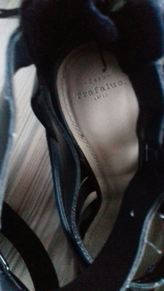 CZARNE BUTY ZARA Gladiatorki obcasy na zamek r.37 sandały