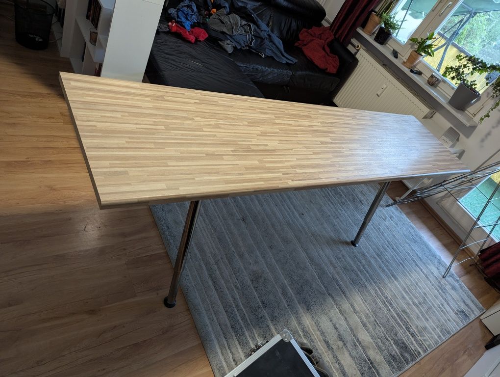 Biurko 250 cm podstawa Ikea, gruby blat