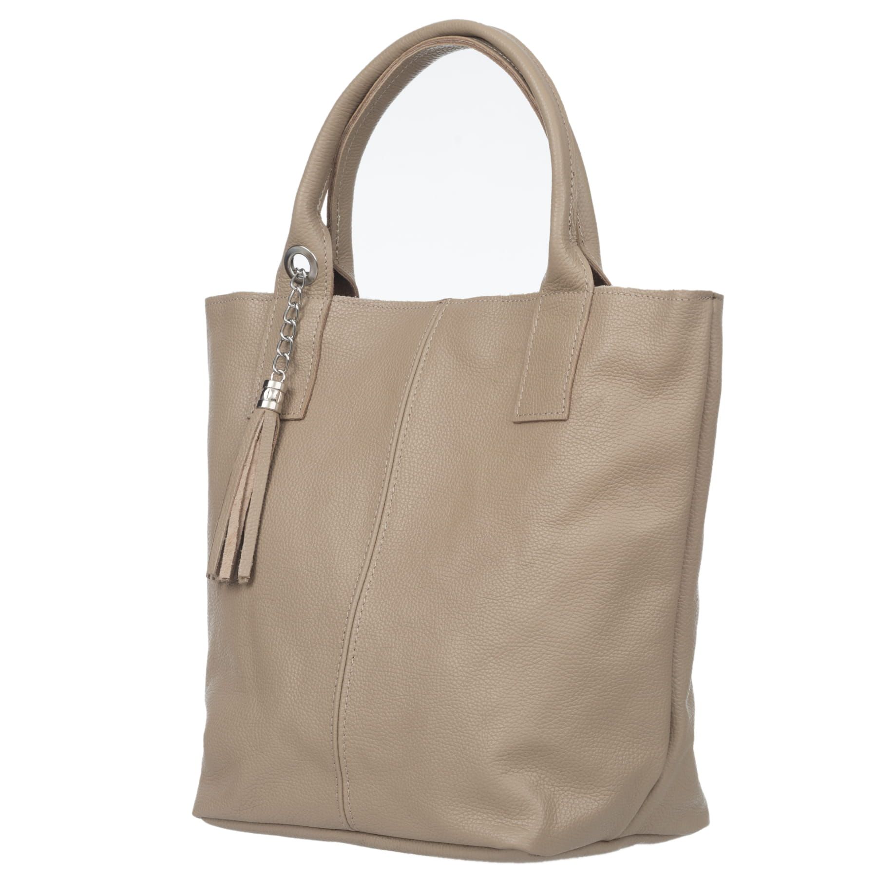VERA PELLE torebka skórzana shopper z długimi rączkami V619 brązowa