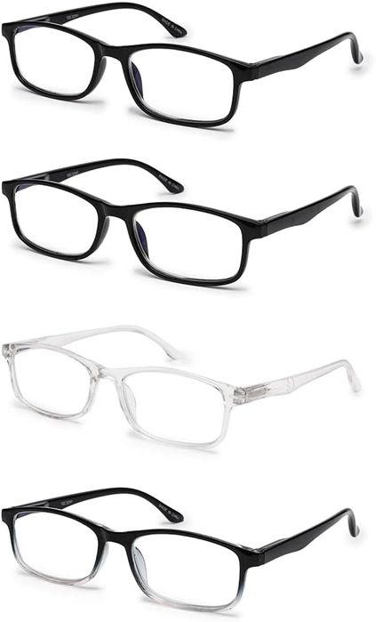 Okulary do Komputera Czytania +2 Filtr Niebieskiego Światła 4 Sztuki