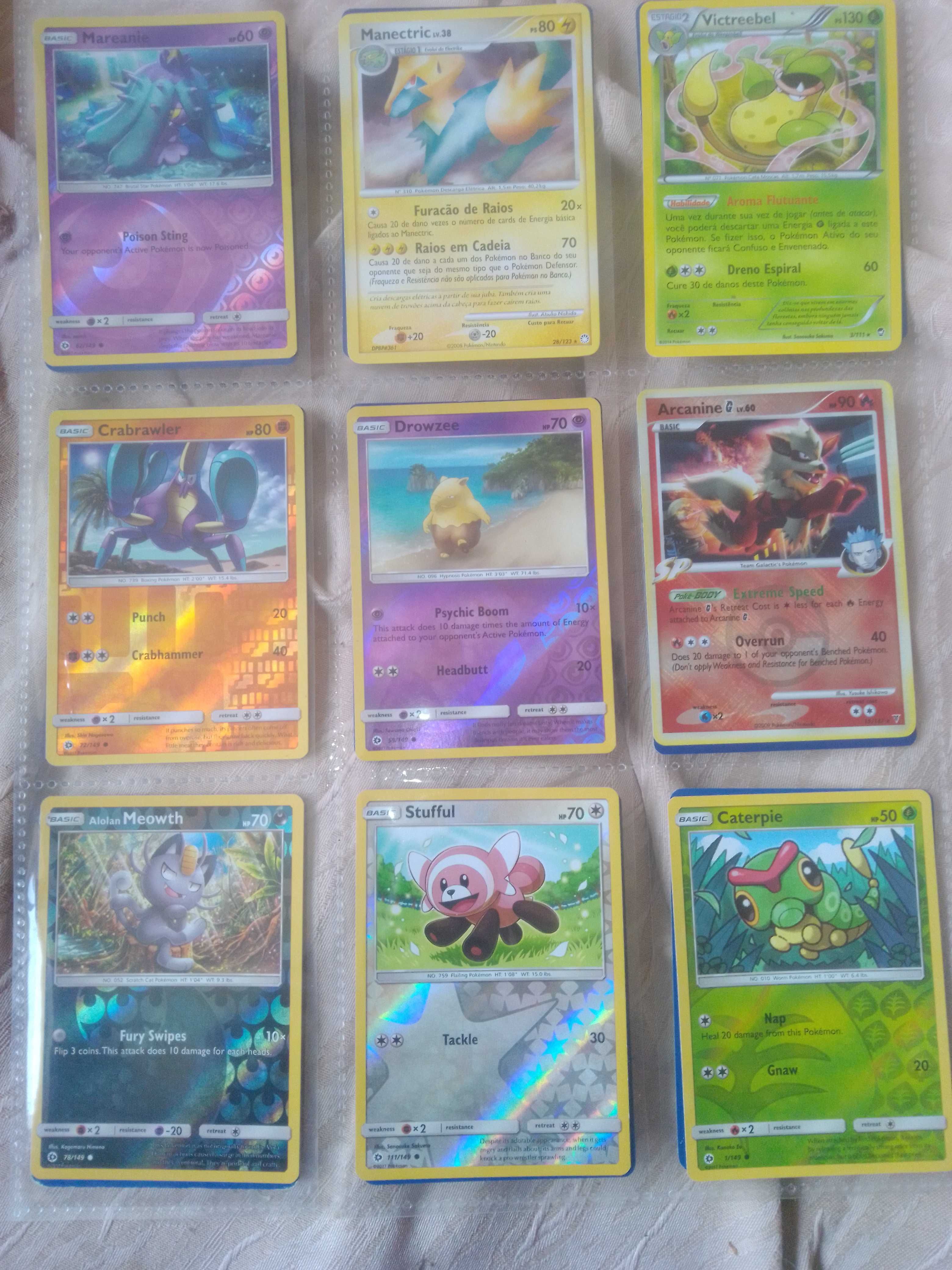 Cartas raras, incomuns e comuns Pokémon novas