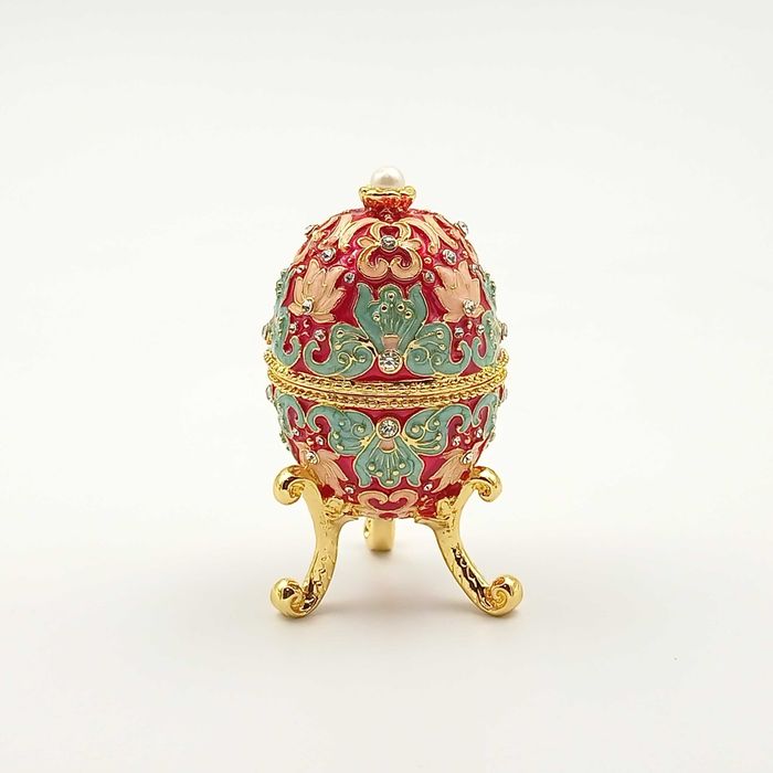 Jajko jajo faberge pojemniki szkatułka niebieskoczerwone
