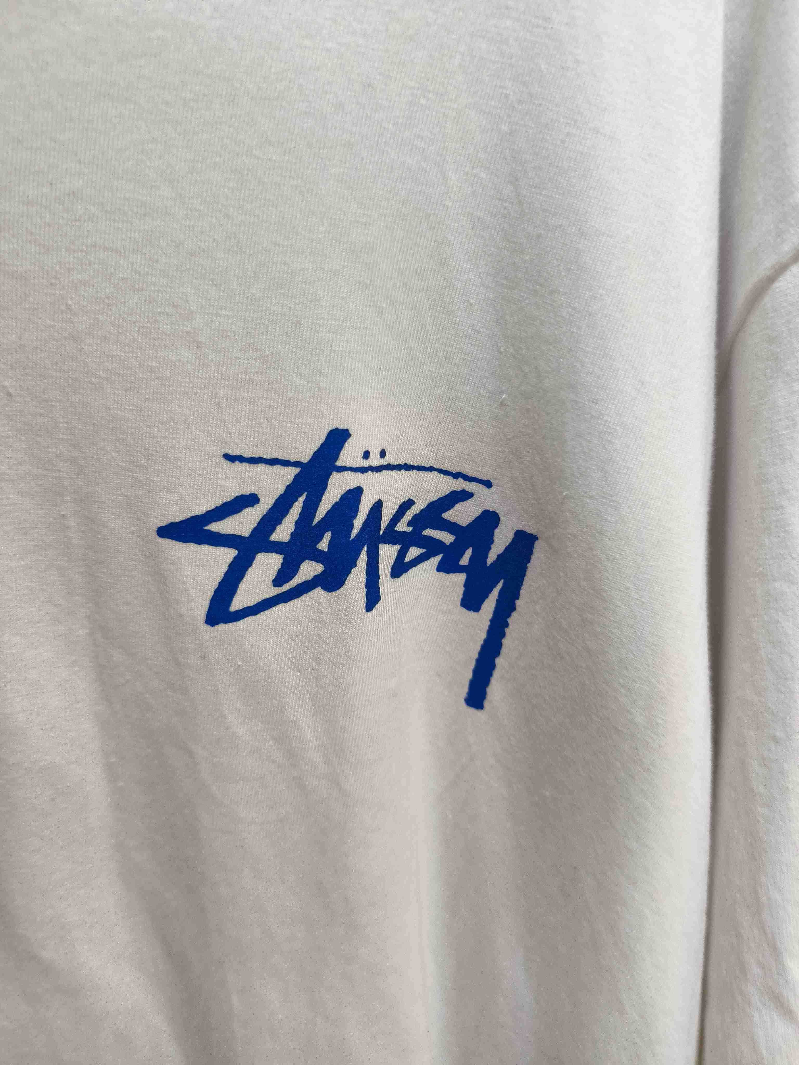Stussy Męska Biała Koszulka z Nadrukiem Rozmiar XL
