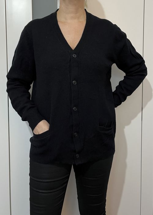 Uniqlo klasyczny wełniany kardigan z kieszeniami