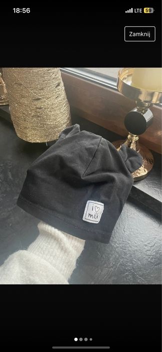 I love milk czapka czarna 3/6 miesiecy