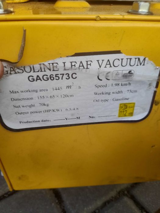 Odkurzacz do liści śmieci LEAF VACUM GAG6573 C Z Napędem 100% OK !!
