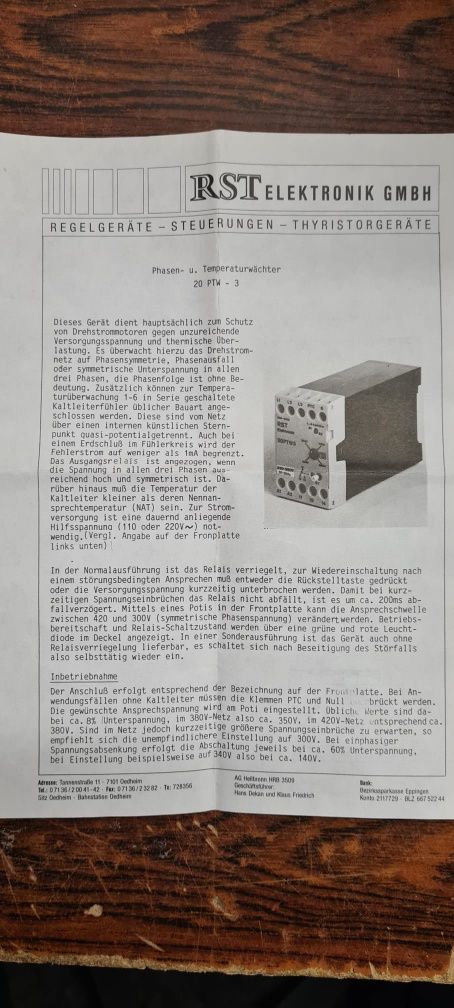 Przekaznik - monitorowanie zaniku fazy  RST Elektronik 20