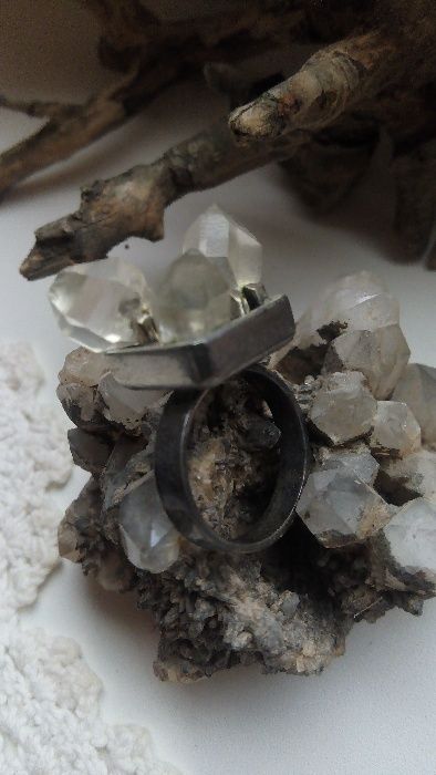 кольцо кристаллы Кварца, серебро р.17