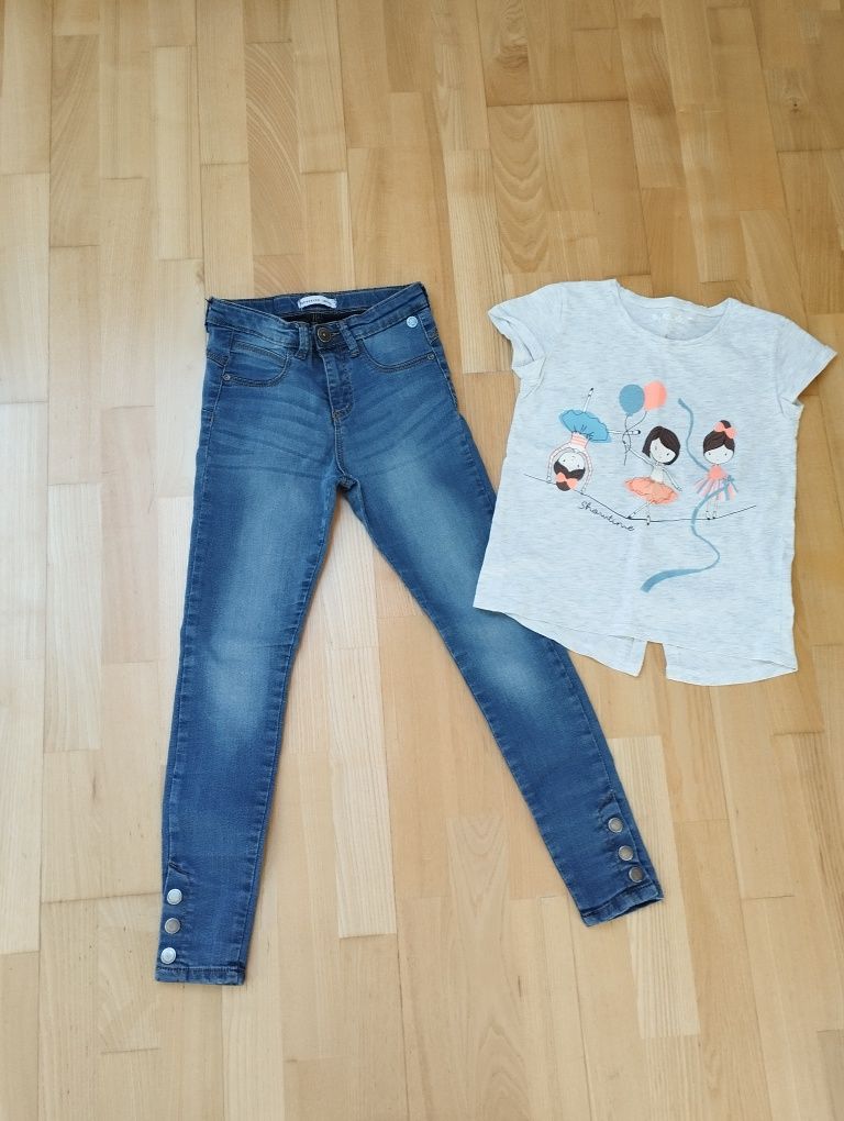 Paka 128/134,jeansy skinny Reserved 134+t-shirt 5 10 15 r 128/134