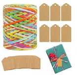 sznurek raffia kolorowa 80 m + 50 szt. etykiet do pakowania