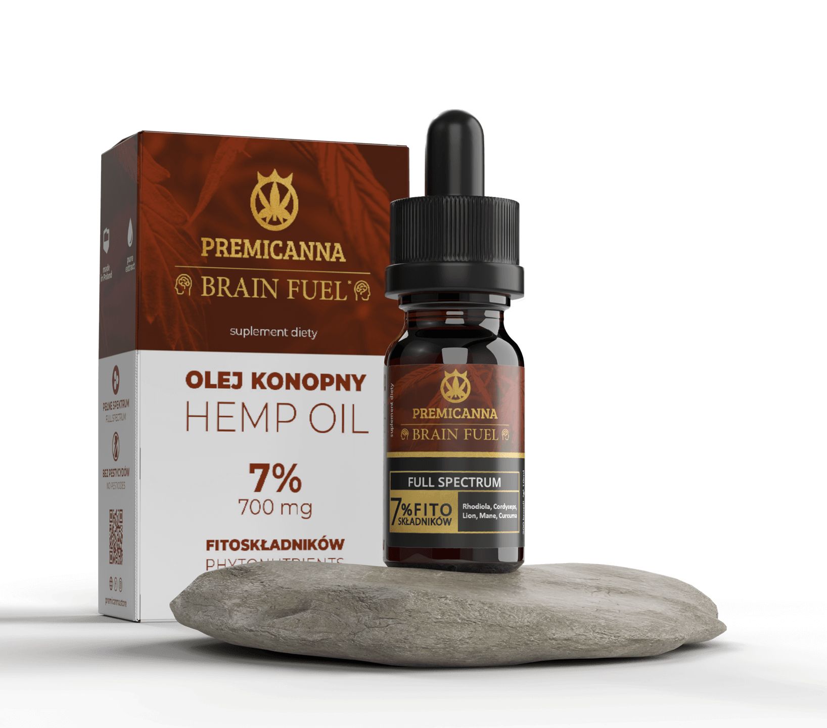 Przebadany Olejek CBD Brain Fuel z dodatkiem Rhodiola, Cordyceps,