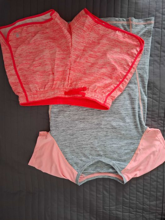 Komplet sportowy spodenki i koszulka H&M Sport i Domyos 149/158/164 cm
