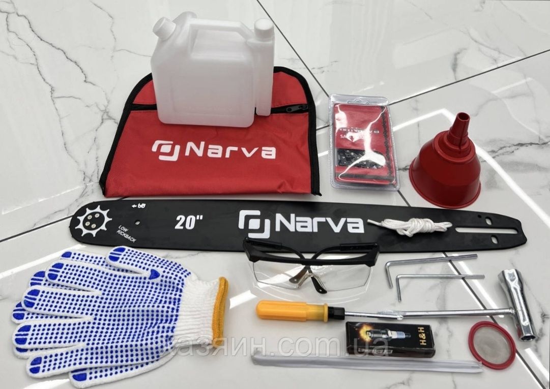 Бензопила NARVA 6220 PRO (две шины, 2 цепи супер зуб 76 Z, 62 куб. см)