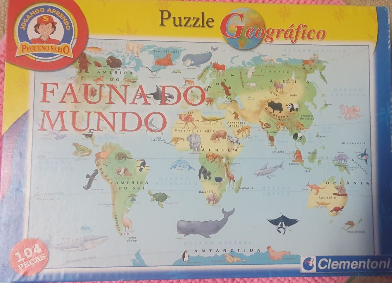 Puzzle geográfico fauna do mundo