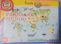 Puzzle geográfico fauna do mundo