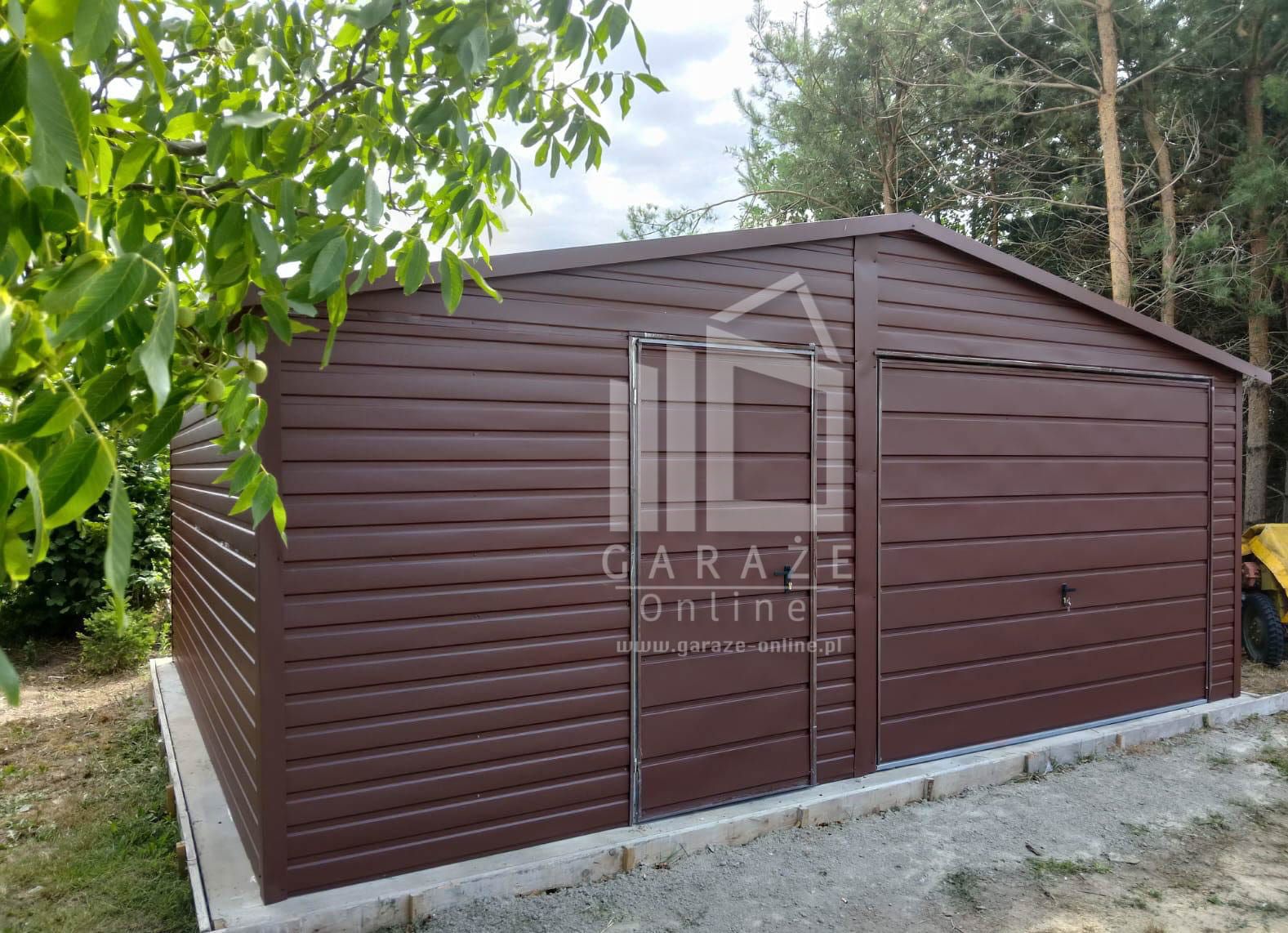 GARAŻ BLASZANY 6m x 6m - Brama uchylna - drzwi  ID391 6x6