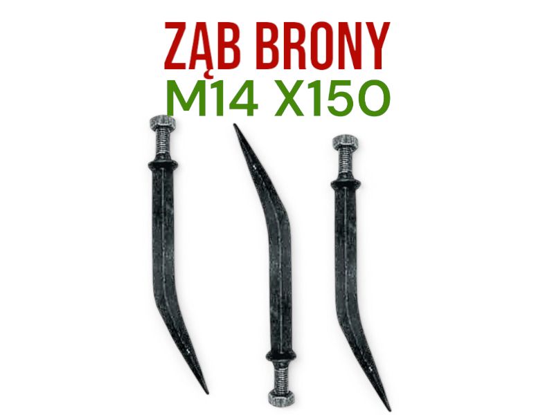 GRANIT Ząb brony polowej M14 X 150 Zakrzywiony Solidne Zęby Niemieckie