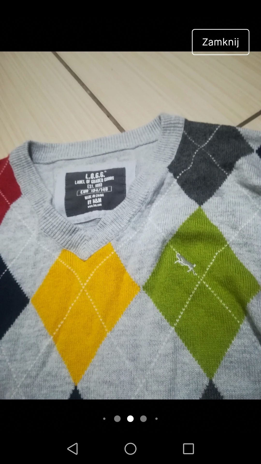 sweter sweterek chłopięcy w kratkę V-neck L.O.G.G H&M