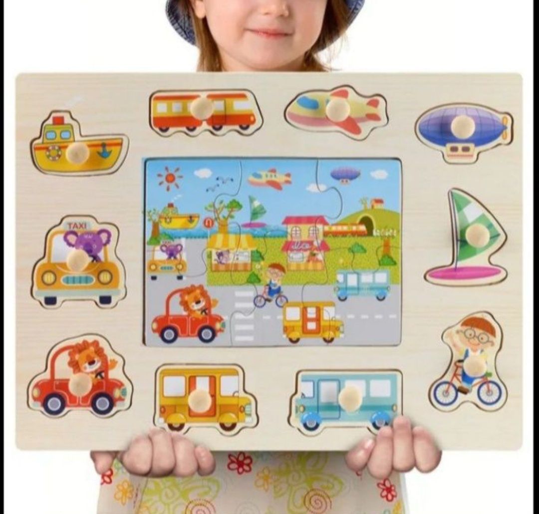 Edukacyjne drewniane puzzle ukladanka 30cm./22,5cm.