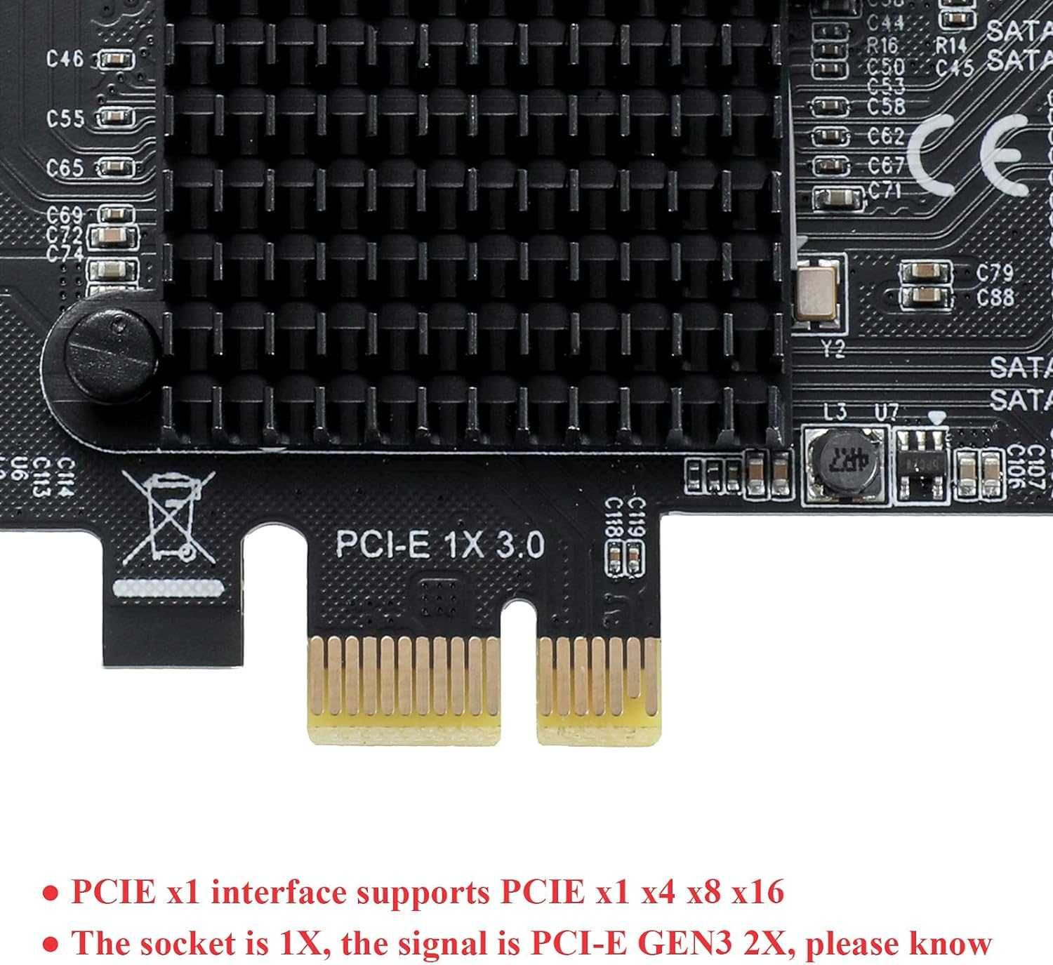 Karta PCI-E 1x 3.0 Port SATA rozszerzenie 10 dysków do 6Gps + kable